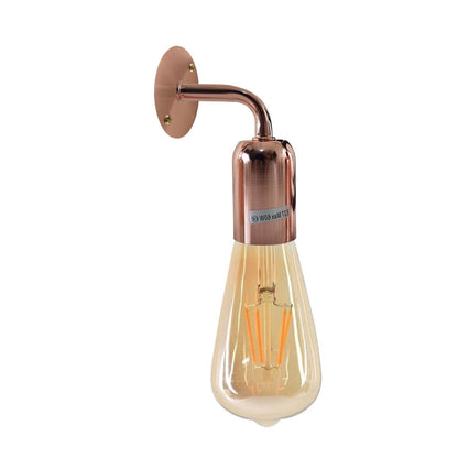 Short Arm Wall Light Holder – 8 Finishes, E27 - Rose Gold, No Shade, Without Bulb