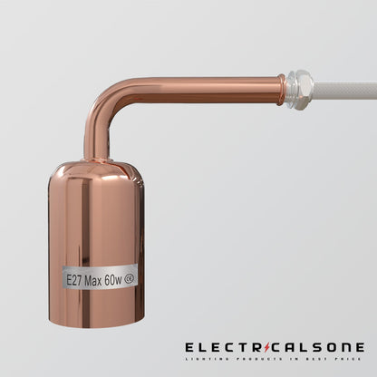 Short Arm Wall Light Holder – 8 Finishes, E27 - Rose Gold, No Shade, Holder Only, Without Bulb