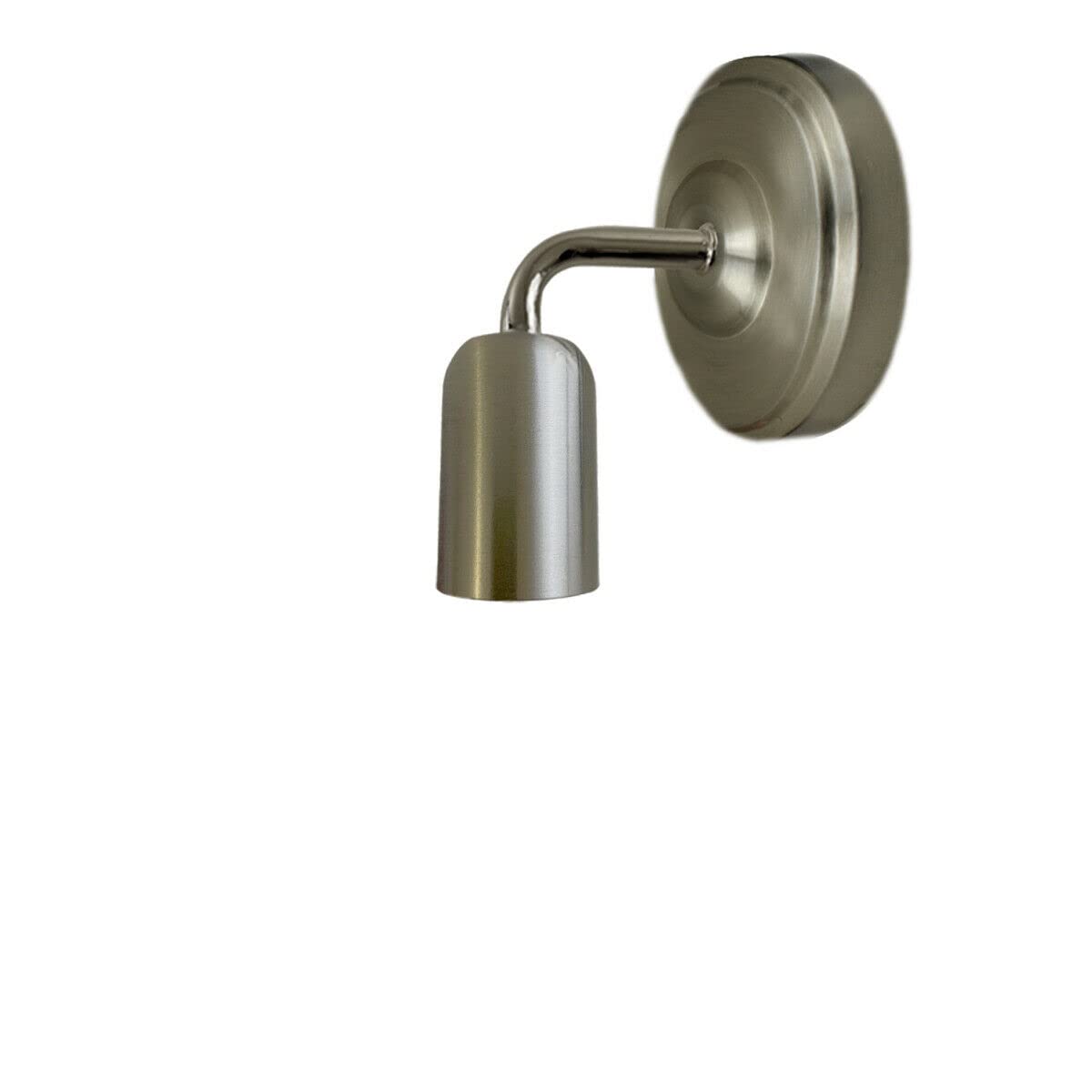 Short Arm Wall Light Holder – 8 Finishes, E27 - Satin Nickel, No Shade 108 mm Rose, Without Bulb
