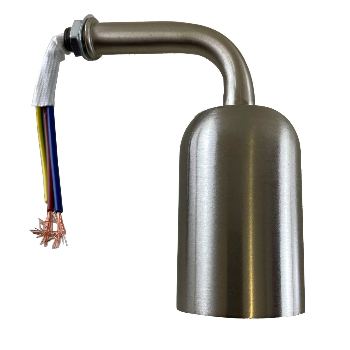 Short Arm Wall Light Holder – 8 Finishes, E27 - Satin Nickel, No Shade, Without Bulb