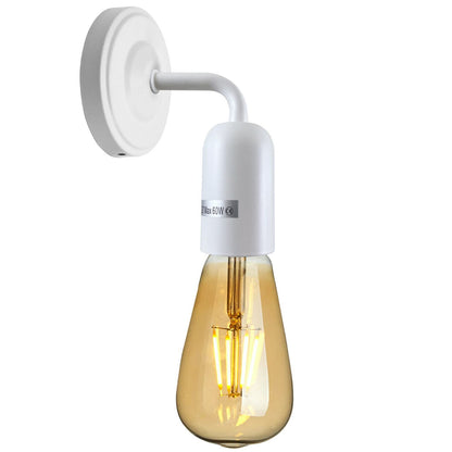Short Arm Wall Light Holder – 8 Finishes, E27 - White, No Shade 108 mm Rose, Without Bulb