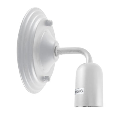 Short Arm Wall Light Holder – 8 Finishes, E27 - White, No Shade 140 mm Rose, Without Bulb