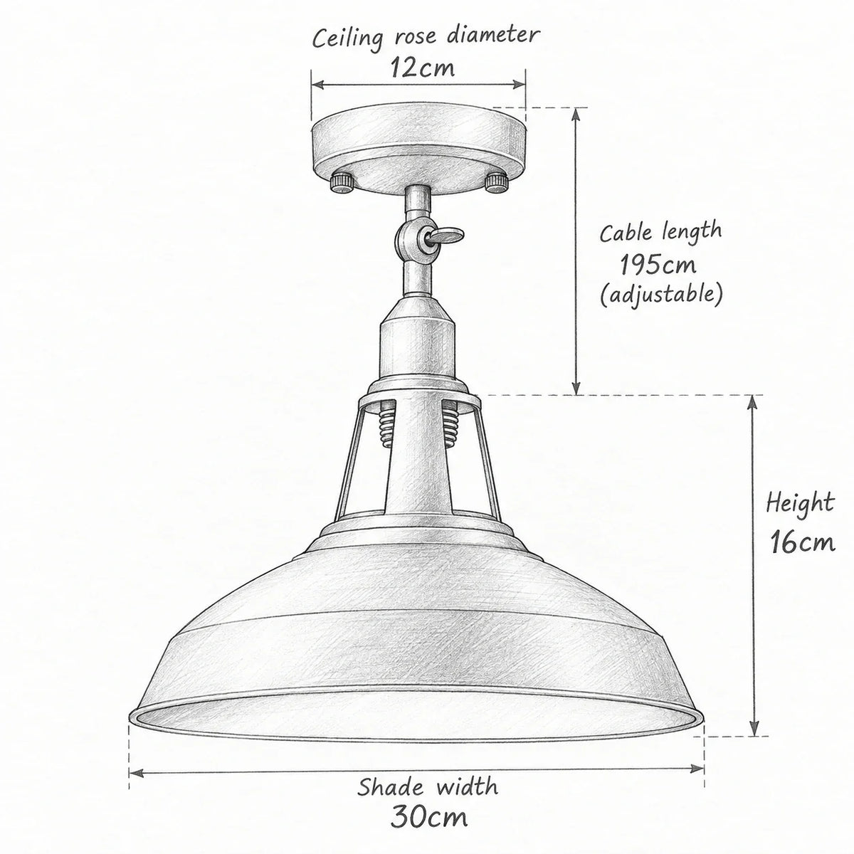 Short Arm Wall or Ceiling Light with Shade – Black, White, E27 - photo 3