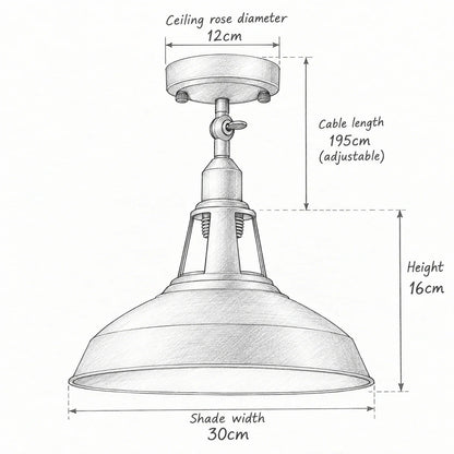 Short Arm Wall or Ceiling Light with Shade – Black, White, E27 - photo 3