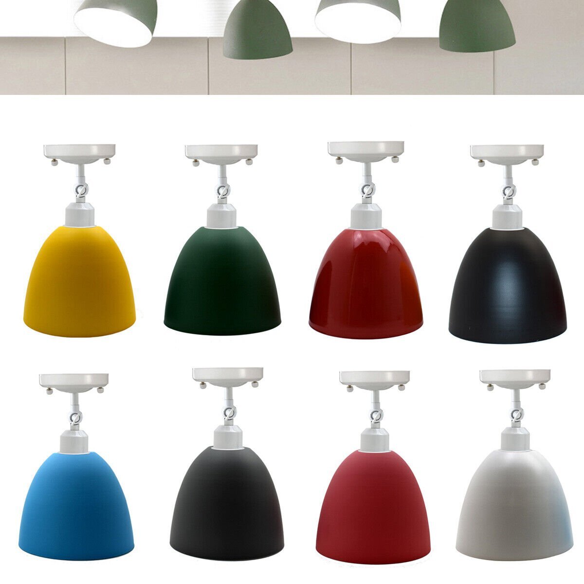 Short Arm Wall or Ceiling Light with Shade – Black, White, E27 - photo 25