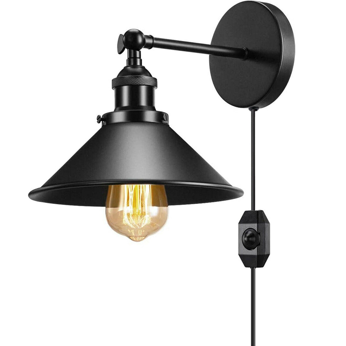 Short Arm Wall or Ceiling Light with Shade – Black, White, E27 - photo 56
