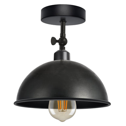 Short Arm Wall or Ceiling Light with Shade – Black, White, E27 - Black, Dome 21 cm Black, Without Bulb