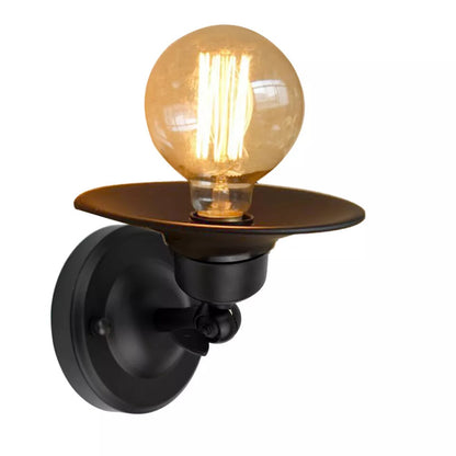 Short Arm Wall or Ceiling Light with Shade – Black, White, E27 - Black, Flat Black 108 mm Rose, Without Bulb