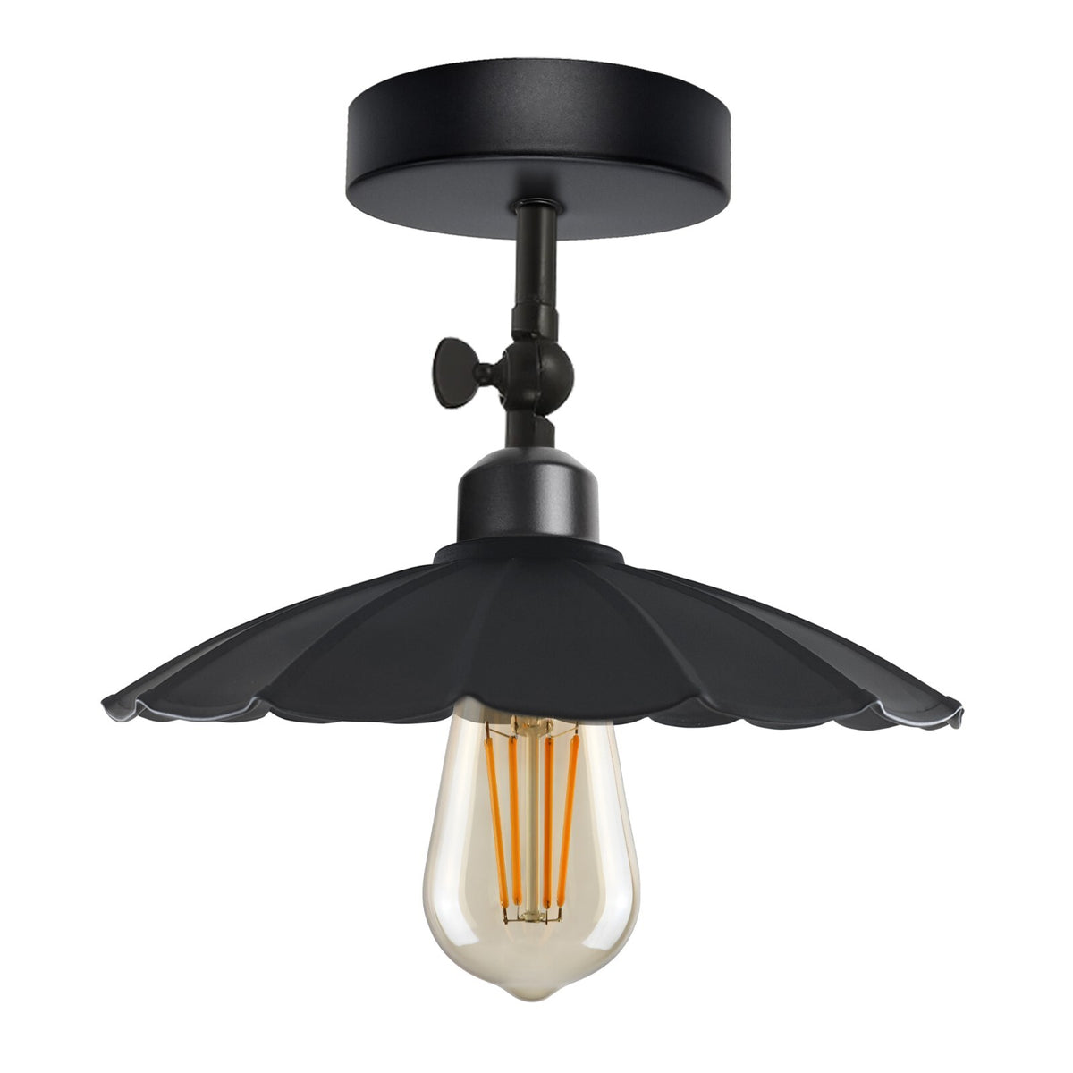 Short Arm Wall or Ceiling Light with Shade – Black, White, E27 - Black, Lounge 22 cm Black, Without Bulb