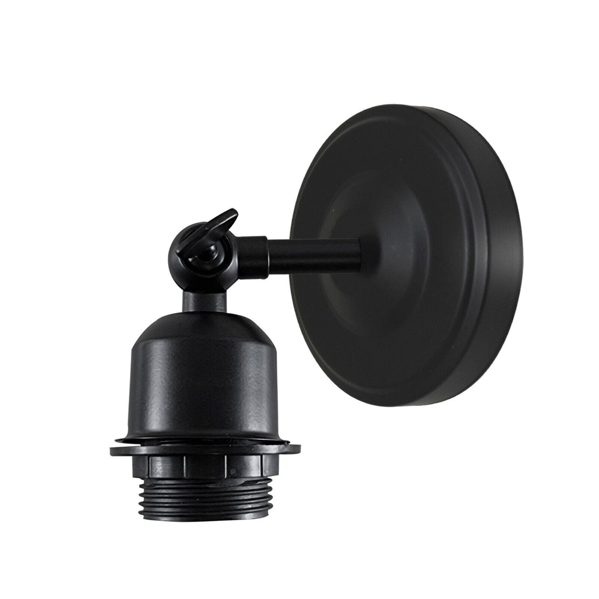 Short Arm Wall or Ceiling Light with Shade – Black, White, E27 - Black, No Shade 108 mm Rose, Without Bulb