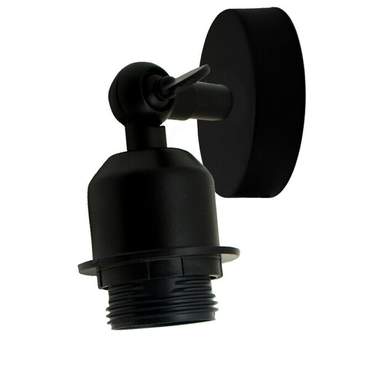 Short Arm Wall or Ceiling Light with Shade – Black, White, E27 - Black, No Shade, Without Bulb