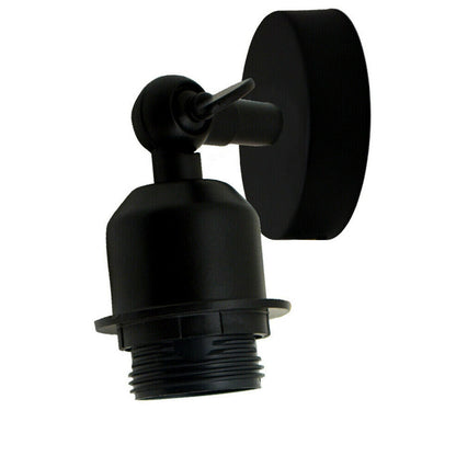 Short Arm Wall or Ceiling Light with Shade – Black, White, E27 - Black, No Shade, Without Bulb