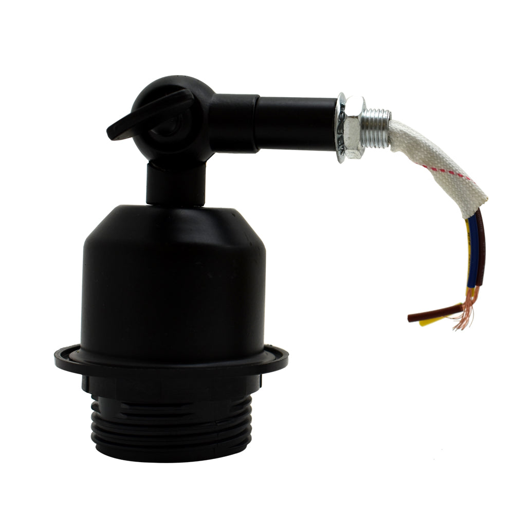 Short Arm Wall or Ceiling Light with Shade – Black, White, E27 - Black, No Shade, Holder Only, Without Bulb