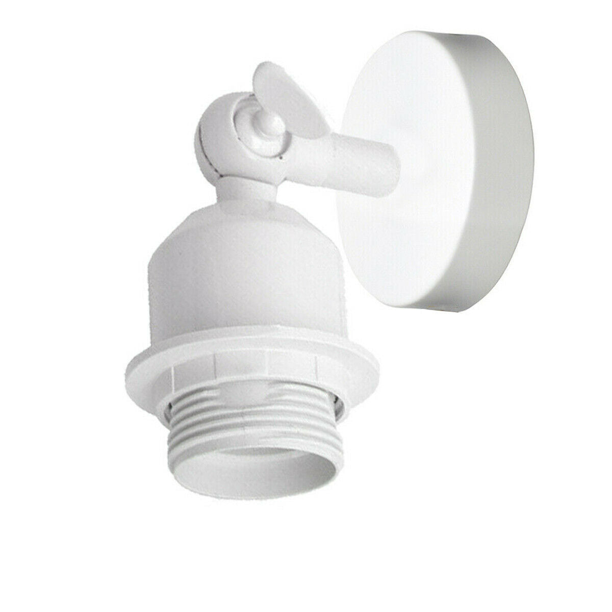 Short Arm Wall or Ceiling Light with Shade – Black, White, E27 - White, No Shade, Without Bulb