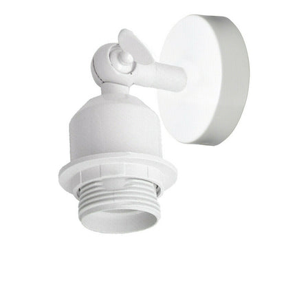 Short Arm Wall or Ceiling Light with Shade – Black, White, E27 - White, No Shade, Without Bulb