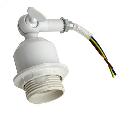 Short Arm Wall or Ceiling Light with Shade – Black, White, E27 - White, No Shade, Holder Only, Without Bulb