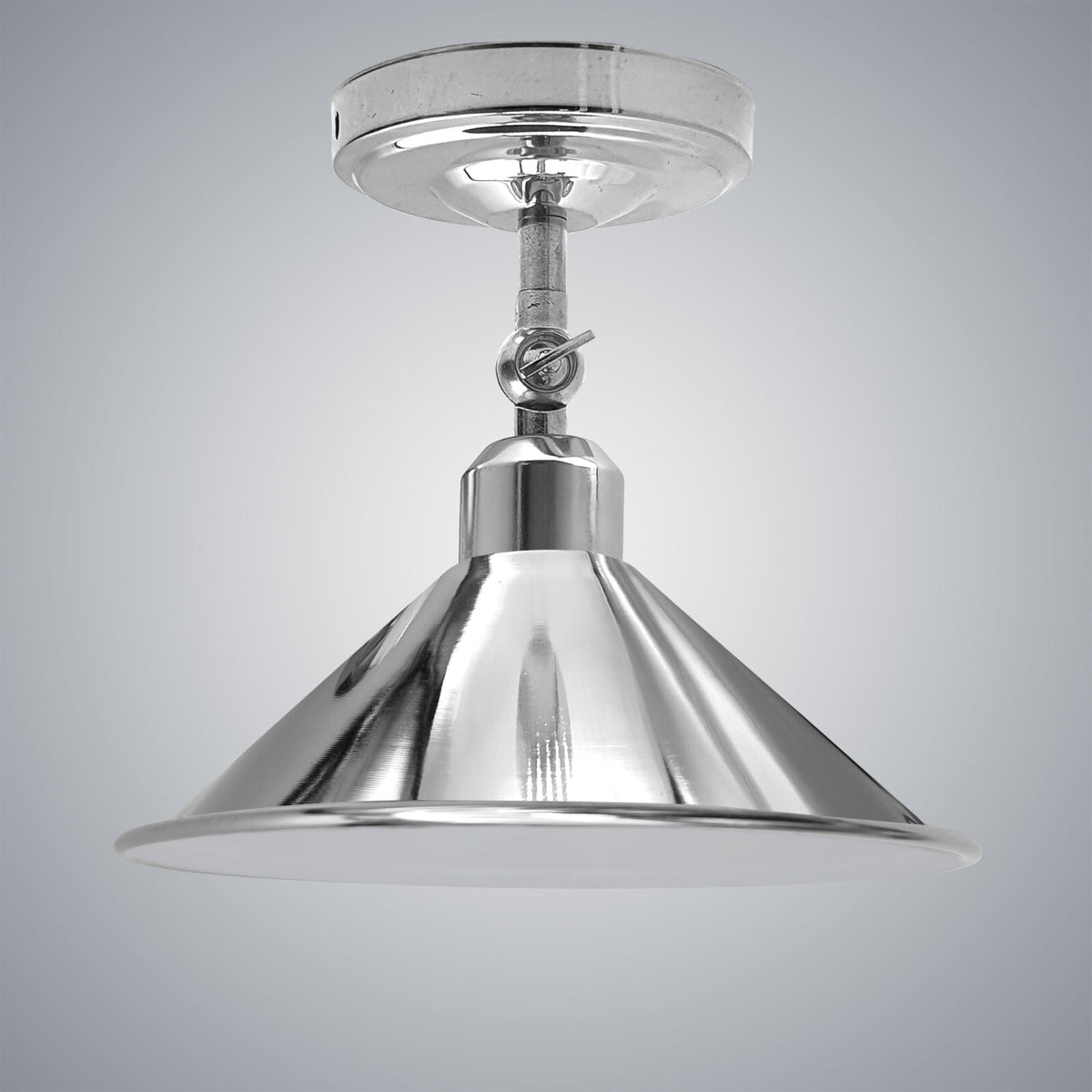 Short Arm Wall Sconce with Shade – Chrome, Copper, French Gold & more - Chrome, Flat Cone 22 cm Chrome, Without Bulb