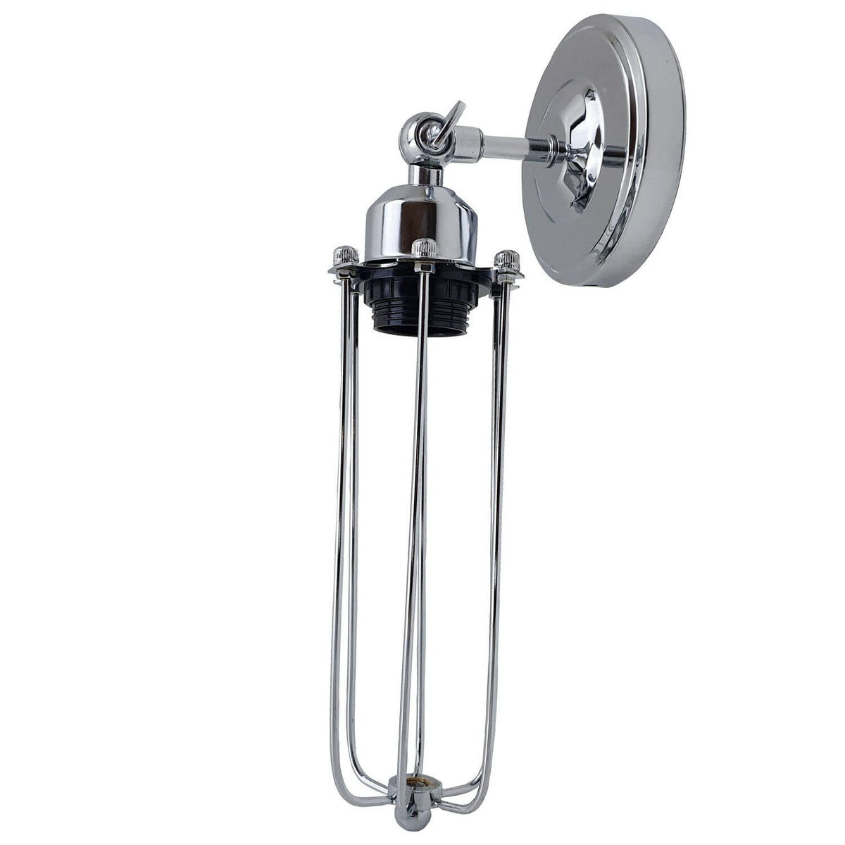 Short Arm Wall Sconce with Shade – Chrome, Copper, French Gold & more - Chrome, Long Cage Chrome, Without Bulb