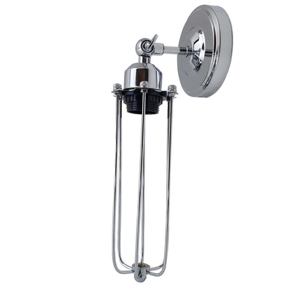 Short Arm Wall Sconce with Shade – Chrome, Copper, French Gold & more - Chrome, Long Cage Chrome, Without Bulb