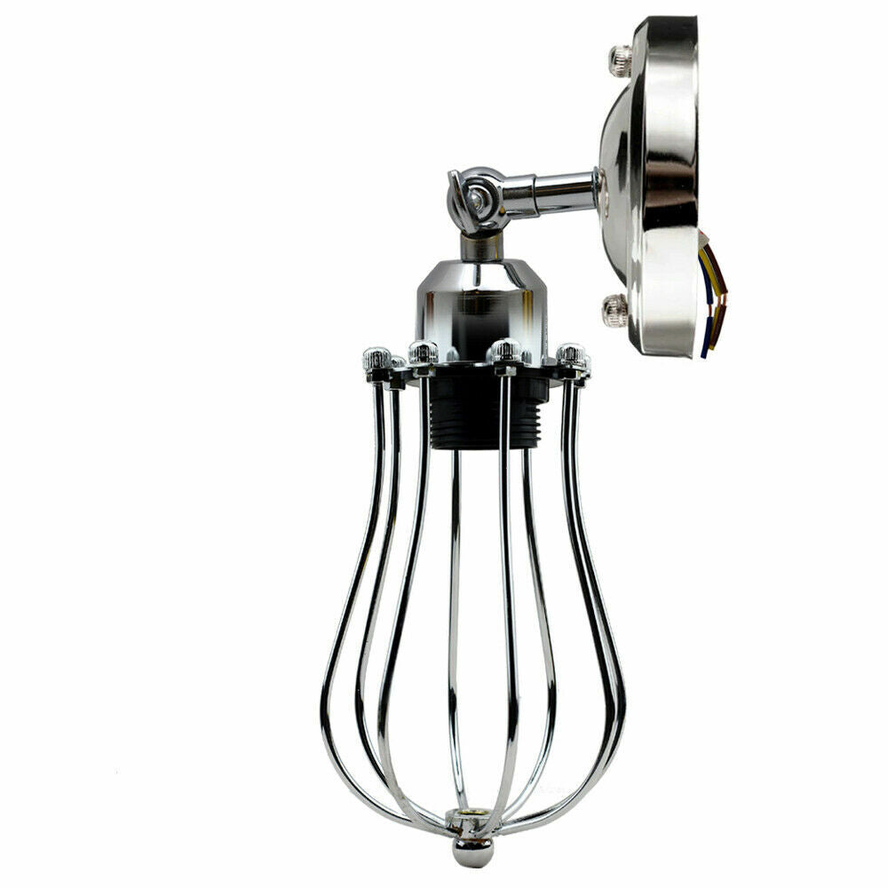 Short Arm Wall Sconce with Shade – Chrome, Copper, French Gold & more - Chrome, Round Cage Chrome 108 mm Rose, Without Bulb