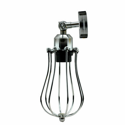 Short Arm Wall Sconce with Shade – Chrome, Copper, French Gold & more - Chrome, Round Cage Chrome, T130 LED Bulb 4W