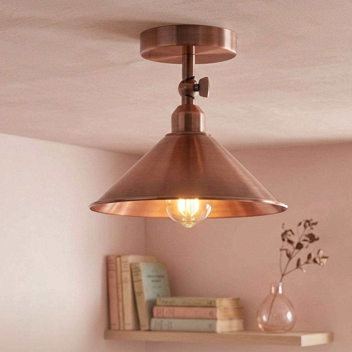 Short Arm Wall Sconce with Shade – Chrome, Copper, French Gold & more - Copper, Small Cone 22 cm Copper, Without Bulb