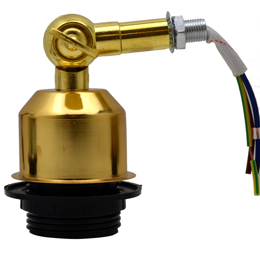 Short Arm Wall Sconce with Shade – Chrome, Copper, French Gold & more - French Gold, No Shade, Holder Only, Without Bulb
