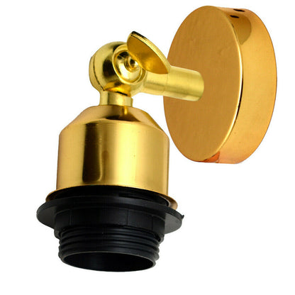 Short Arm Wall Sconce with Shade – Chrome, Copper, French Gold & more - French Gold, No Shade, Without Bulb