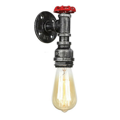 Steampunk Water Pipe Wall Light with Red Valve – E27 - photo 5