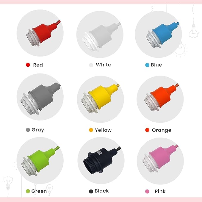 Silicone Swag Pendant Light – 1 m Fabric Cable, E27, 8 Colours - photo 4
