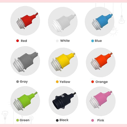 Silicone Swag Pendant Light – 1 m Fabric Cable, E27, 8 Colours - photo 4