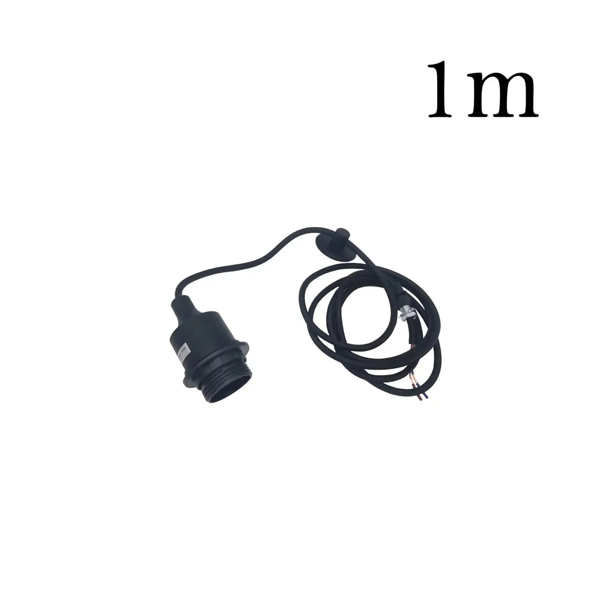 Silicone Swag Pendant Light – 1 m Fabric Cable, E27, 8 Colours - Without Bulb, Black, No Shade, Holder Only