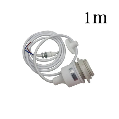Silicone Swag Pendant Light – 1 m Fabric Cable, E27, 8 Colours - Without Bulb, White, No Shade, Holder Only