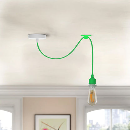 Light Green Silicone Swag Pendant – White Rose, 95 cm Cable, E27 - photo 2