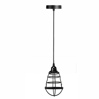 Black Pendant Light Fitting – PVC Flex, E27, With or Without Cage - Black, Bulb Guard Cage Black, Without Bulb