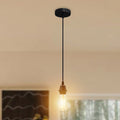 Black Pendant Light Fitting – PVC Flex, E27, With or Without Cage