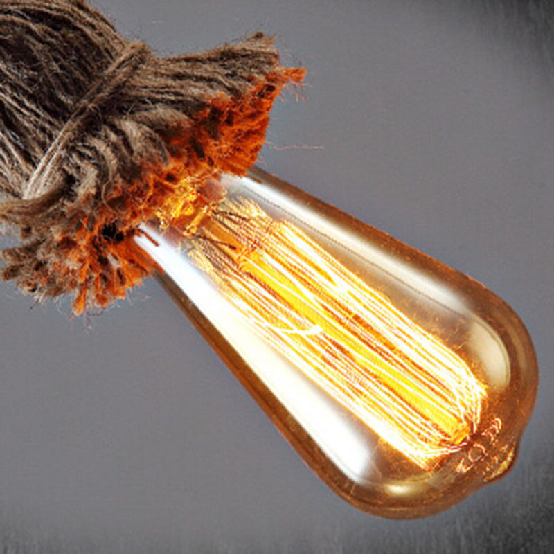 Natural Hemp Rope Pendant Light – Single Drop, 95 cm, E27 - photo 2