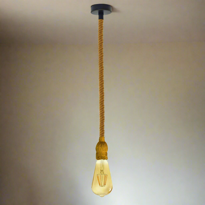 Natural Hemp Rope Pendant Light – Single Drop, 95 cm, E27