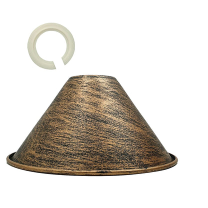 Small Metal Cone Lamp Shade – Easy Fit, 18 or 22 cm, 13 Finishes - Brushed Copper, 18 cm with Reducer Ring, Single