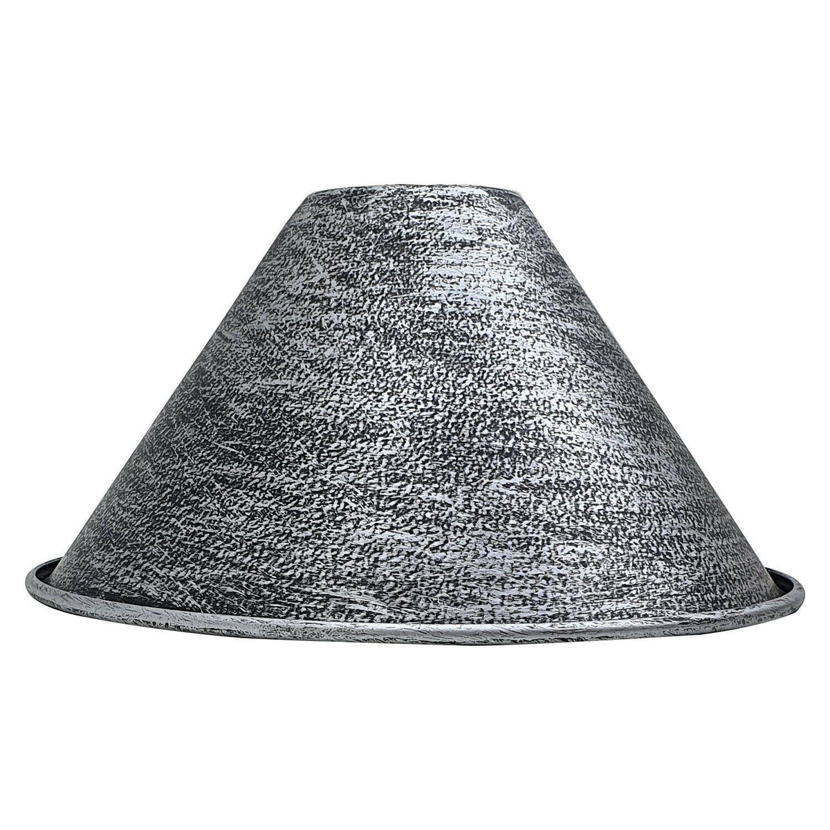 Small Metal Cone Lamp Shade – Easy Fit, 18 or 22 cm, 13 Finishes - Brushed Silver, 18 cm with Reducer Ring, Single