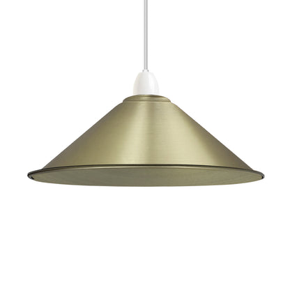 Small Metal Cone Lamp Shade – Easy Fit, 18 or 22 cm, 13 Finishes - Green Brass, 22 cm with Reducer Ring, Single