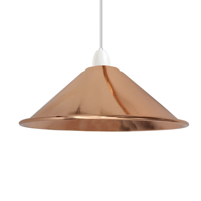 Small Metal Cone Lamp Shade – Easy Fit, 18 or 22 cm, 13 Finishes - Rose Gold, 22 cm with Reducer Ring, Single