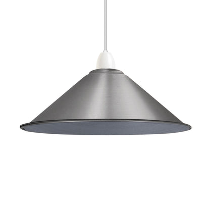 Small Metal Cone Lamp Shade – Easy Fit, 18 or 22 cm, 13 Finishes - Satin Nickel, 22 cm with Reducer Ring, Single