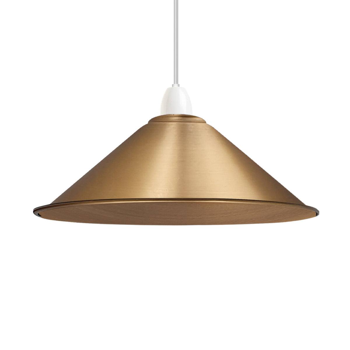 Small Metal Cone Lamp Shade – Easy Fit, 18 or 22 cm, 13 Finishes - Yellow Brass, 22 cm with Reducer Ring, Single