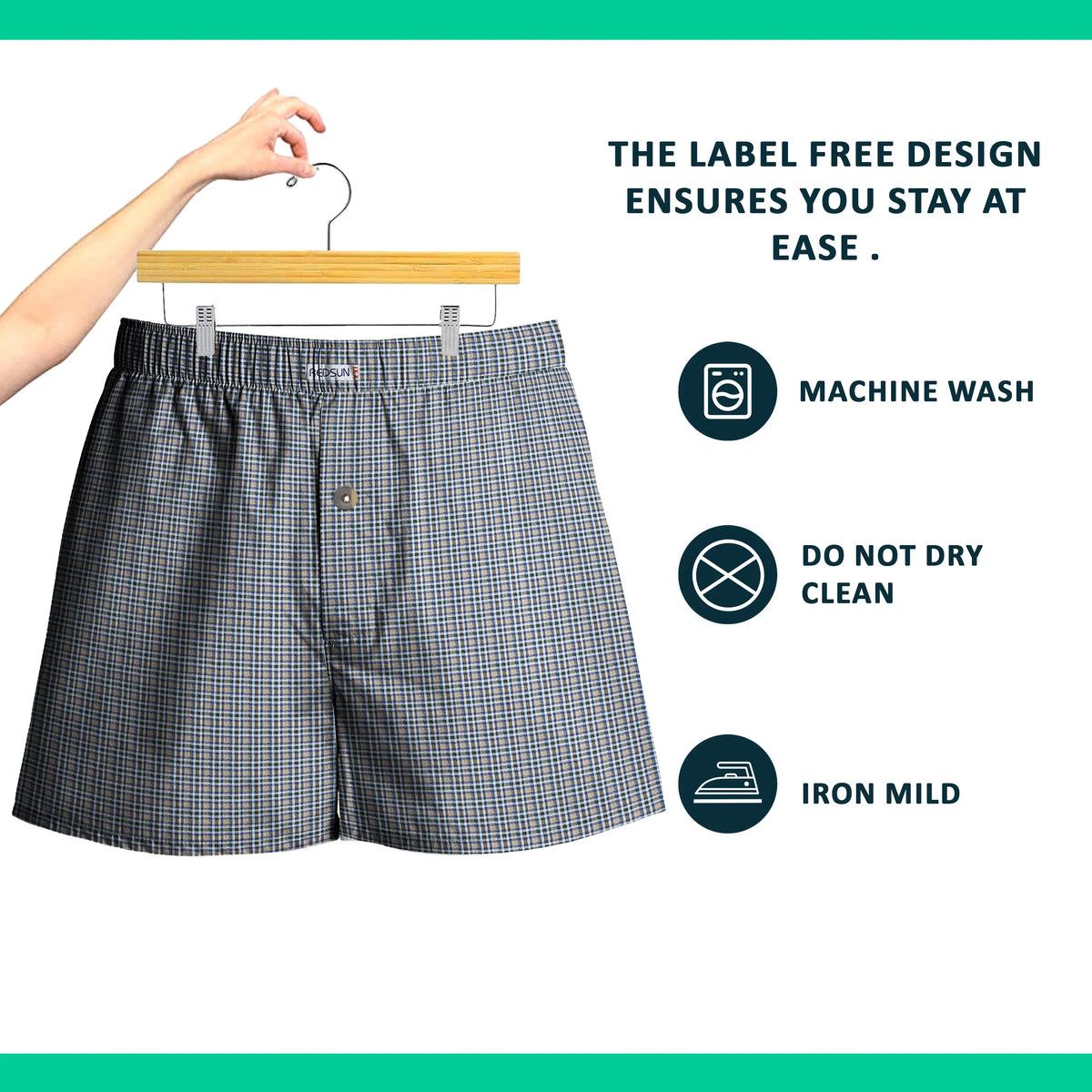 Men's Woven Cotton Boxer Shorts – Blue-Grey Stripe, Button Fly, L to XXL - photo 5