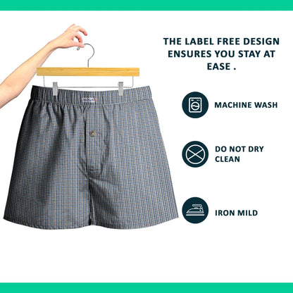 Men's Woven Cotton Boxer Shorts – Blue-Grey Stripe, Button Fly, L to XXL - photo 5