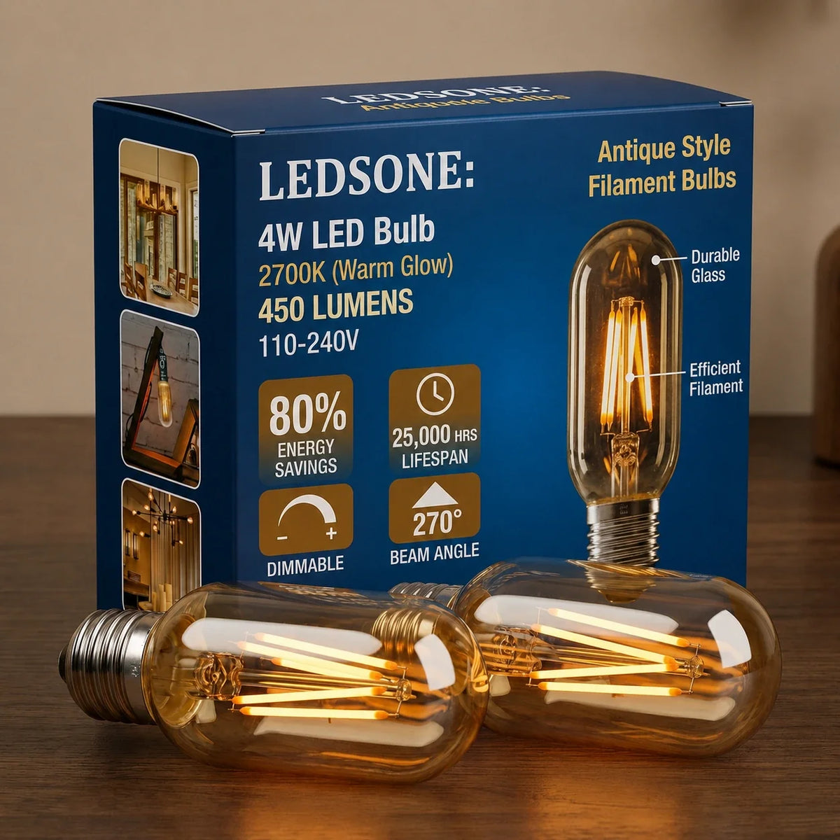 Soft Filament Decorative LED Bulbs E27 - Heart, Single