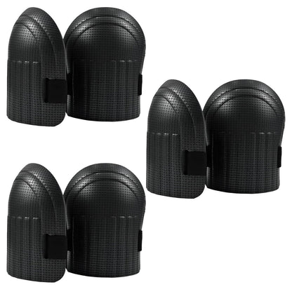 Foam Knee Pads for Work & Gardening – 13 mm EVA, Adjustable Strap - 3 Pairs, Black