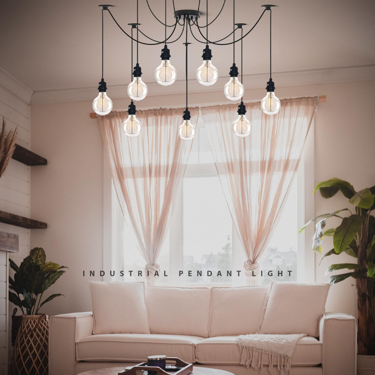 9 Light Spider Pendant – Black, 120 mm Rose, E27 - photo 5