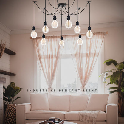 9 Light Spider Pendant – Black, 120 mm Rose, E27 - photo 5